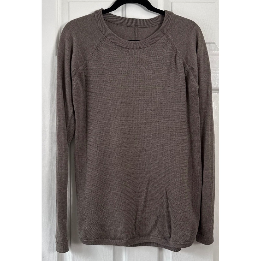 Lululemon Lotus Long Sleeve Raglan Crew Neck Knit Sweater Logo Size Small